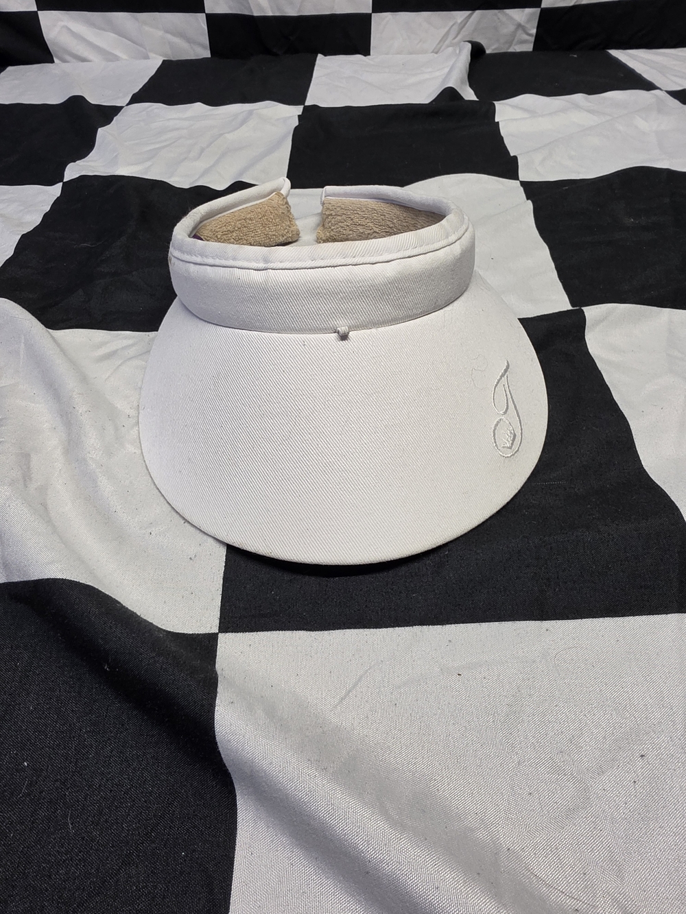 Tiara White Women's Sun Visor with Embroidered Accent